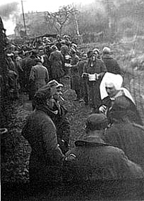 Franzsische Kriegsgefangene nach dem  2. Weltkrieg, am 31.10.1948 auf der Rckfhrung aus Frankreich, in Deutschland angekommen.